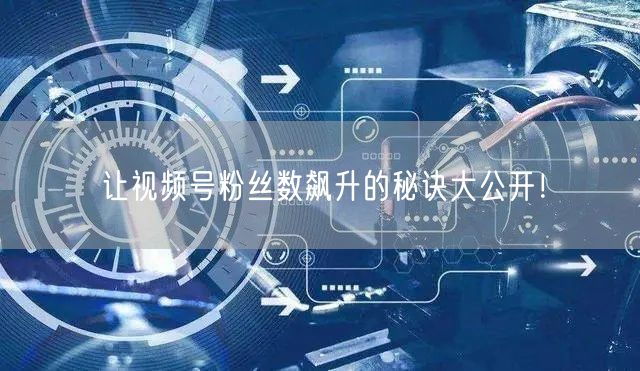 让视频号粉丝数飙升的秘诀大公开！