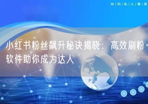 小红书粉丝飙升秘诀揭晓:高效刷粉软件助你成为达人